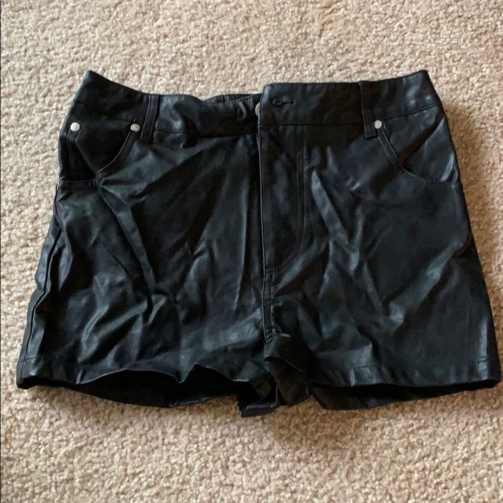 Minkpink Faux Leather High Waist Shorts, Small